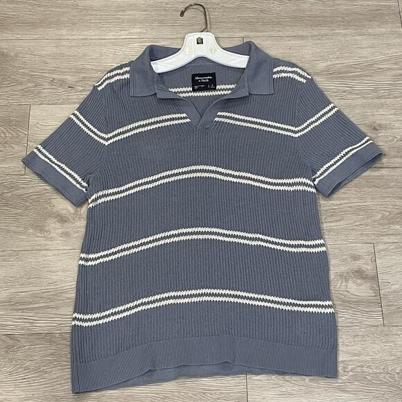 Abercrombie & Fitch Mens Knit Polo Shirt Small Striped Preppy Going Out Casual - Picture 1 of 5
